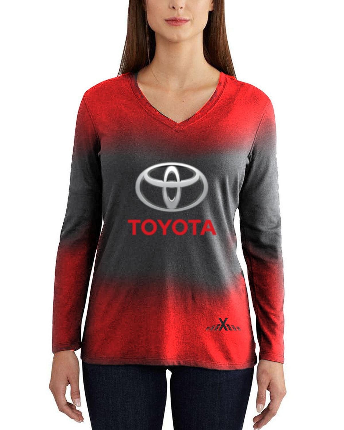 Custom V-Neck Cotton Long Sleeve T-Shirt - For Women