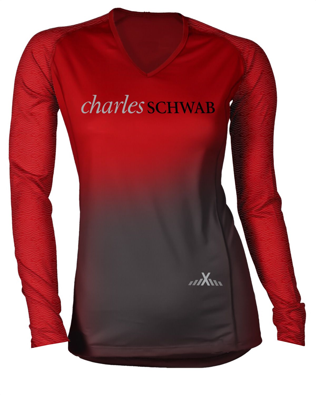 Custom V-Neck Polyester Long Sleeve T-Shirt - For Women